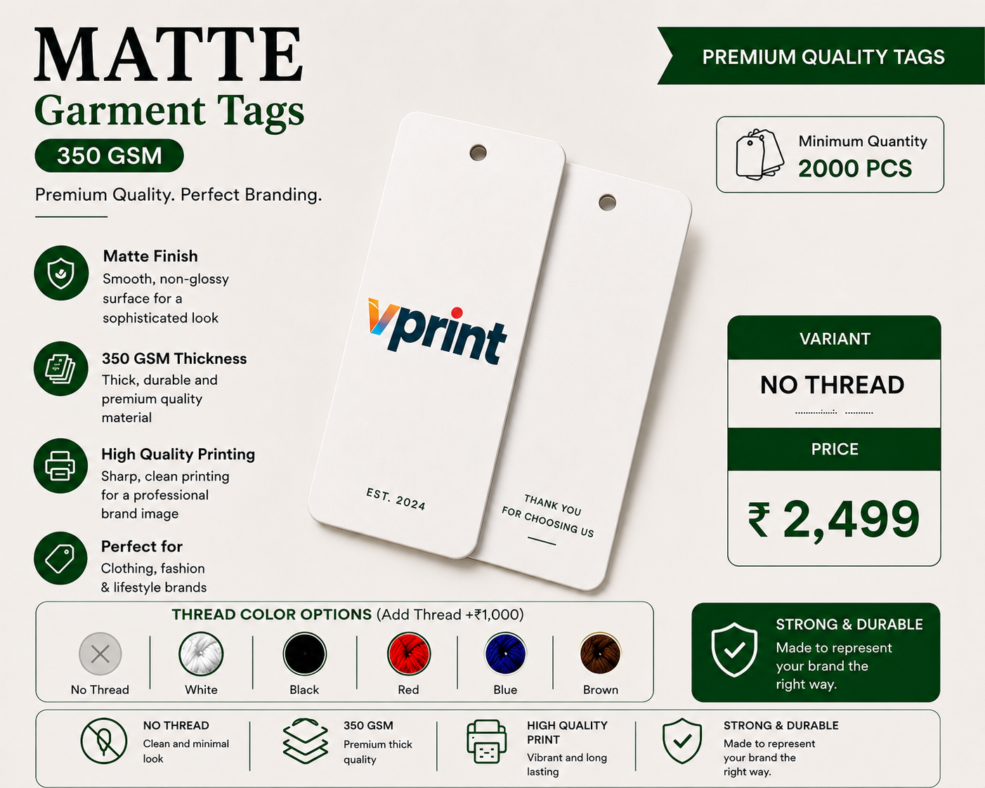 Matte Garment Tags 350 GSM