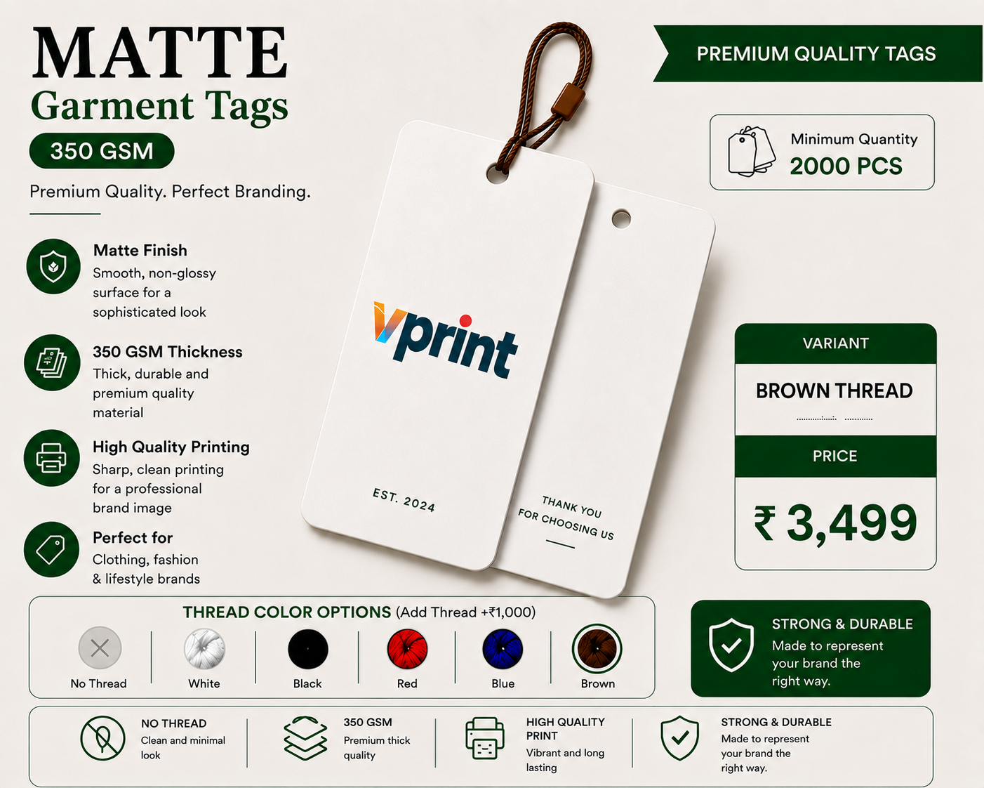 Matte Garment Tags 350 GSM