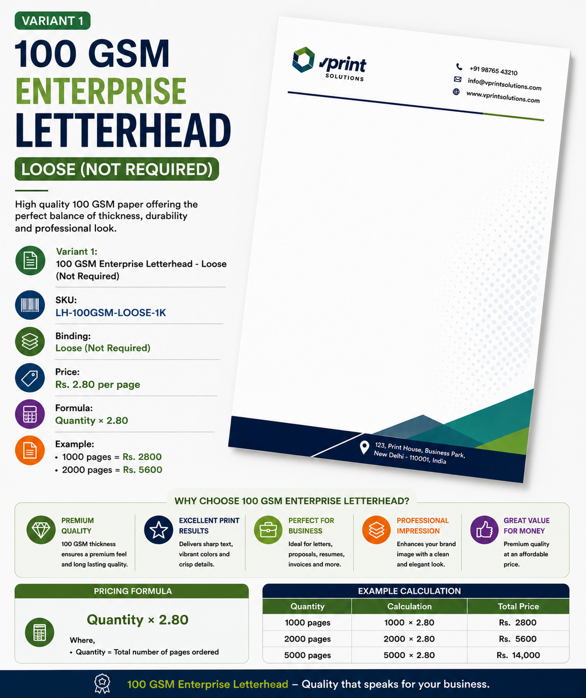 100 GSM Enterprise Letterhead