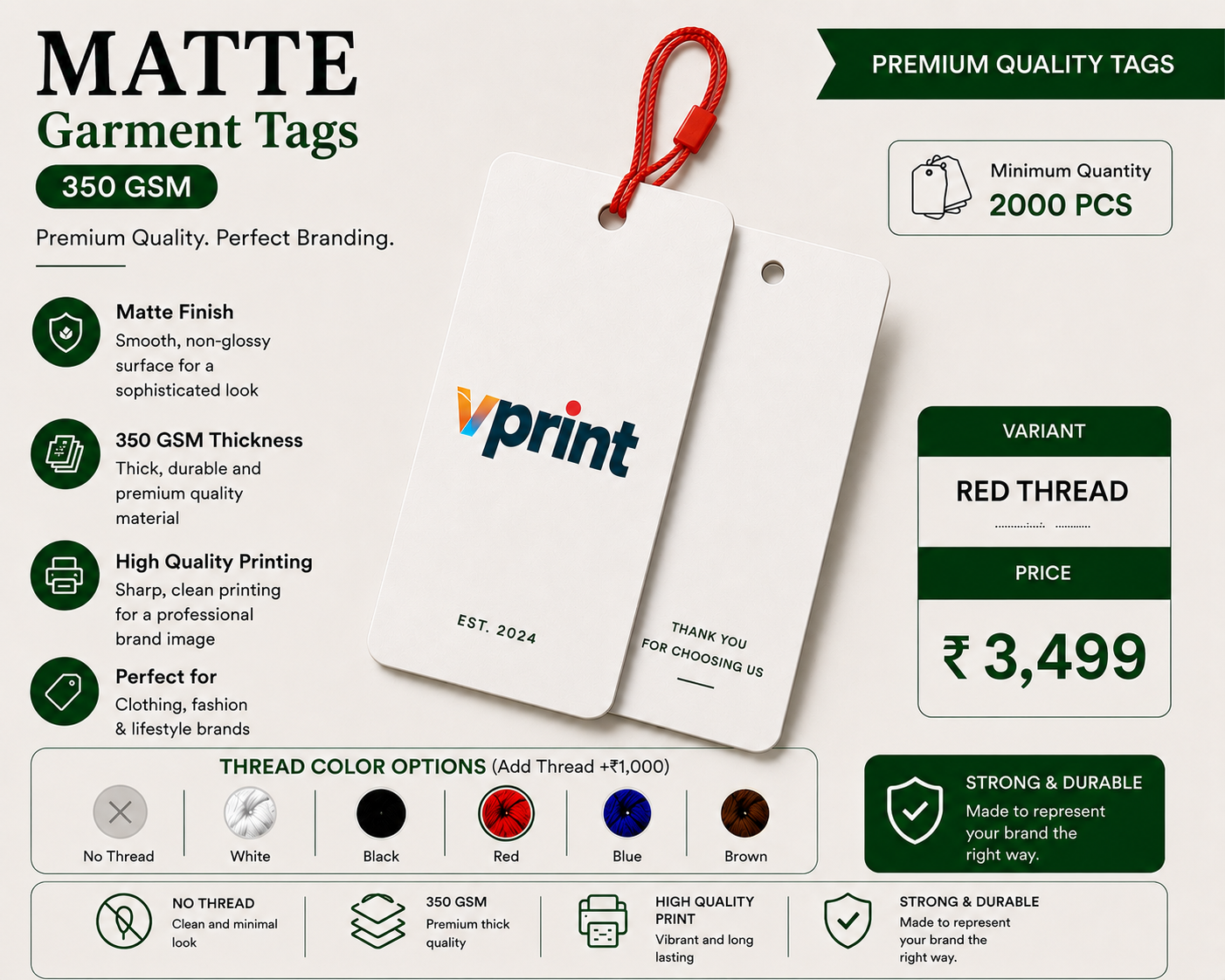 Matte Garment Tags 350 GSM