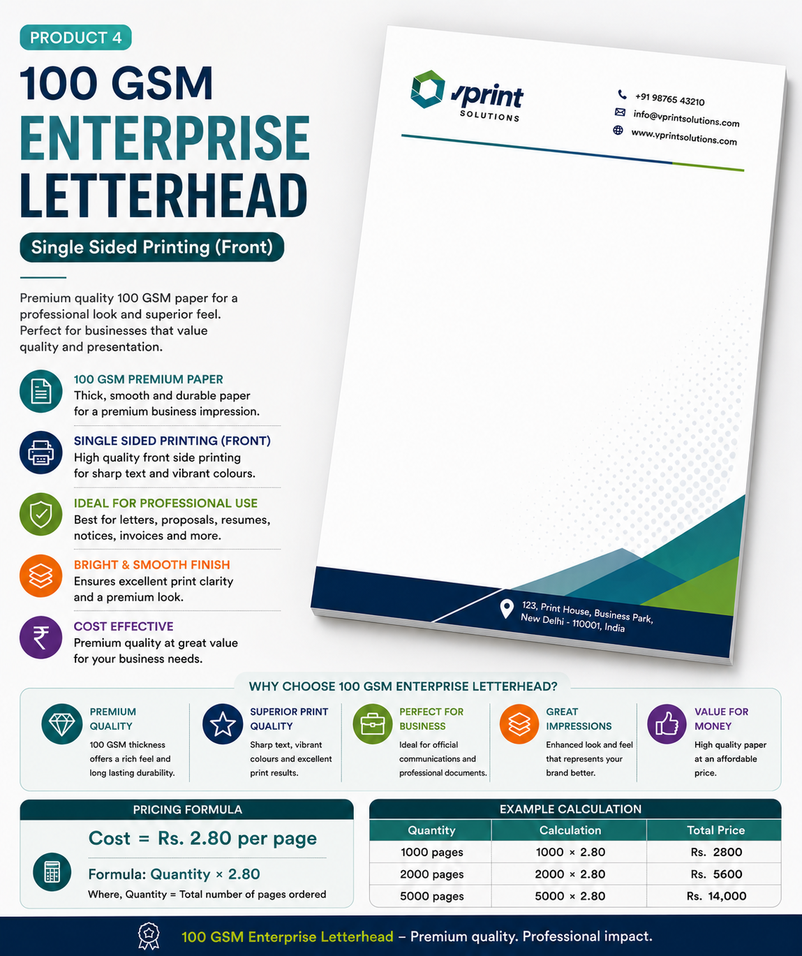 100 GSM Enterprise Letterhead