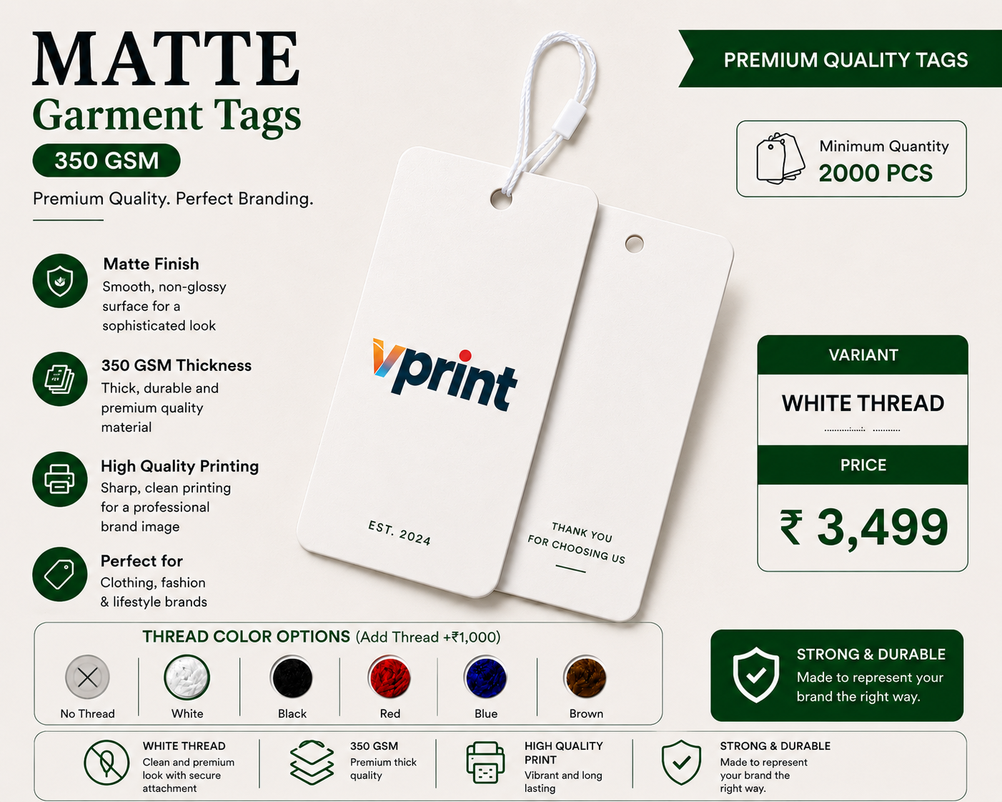 Matte Garment Tags 350 GSM