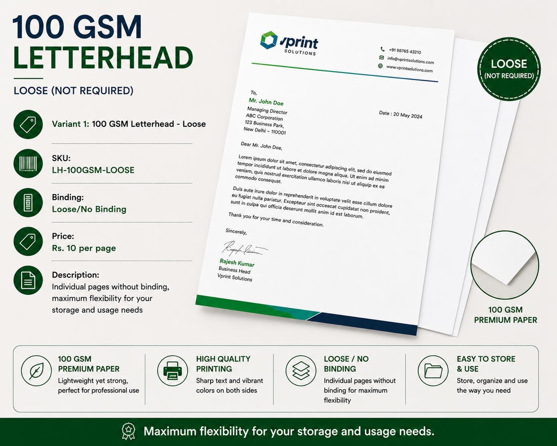 100 GSM Professional Letterhead
