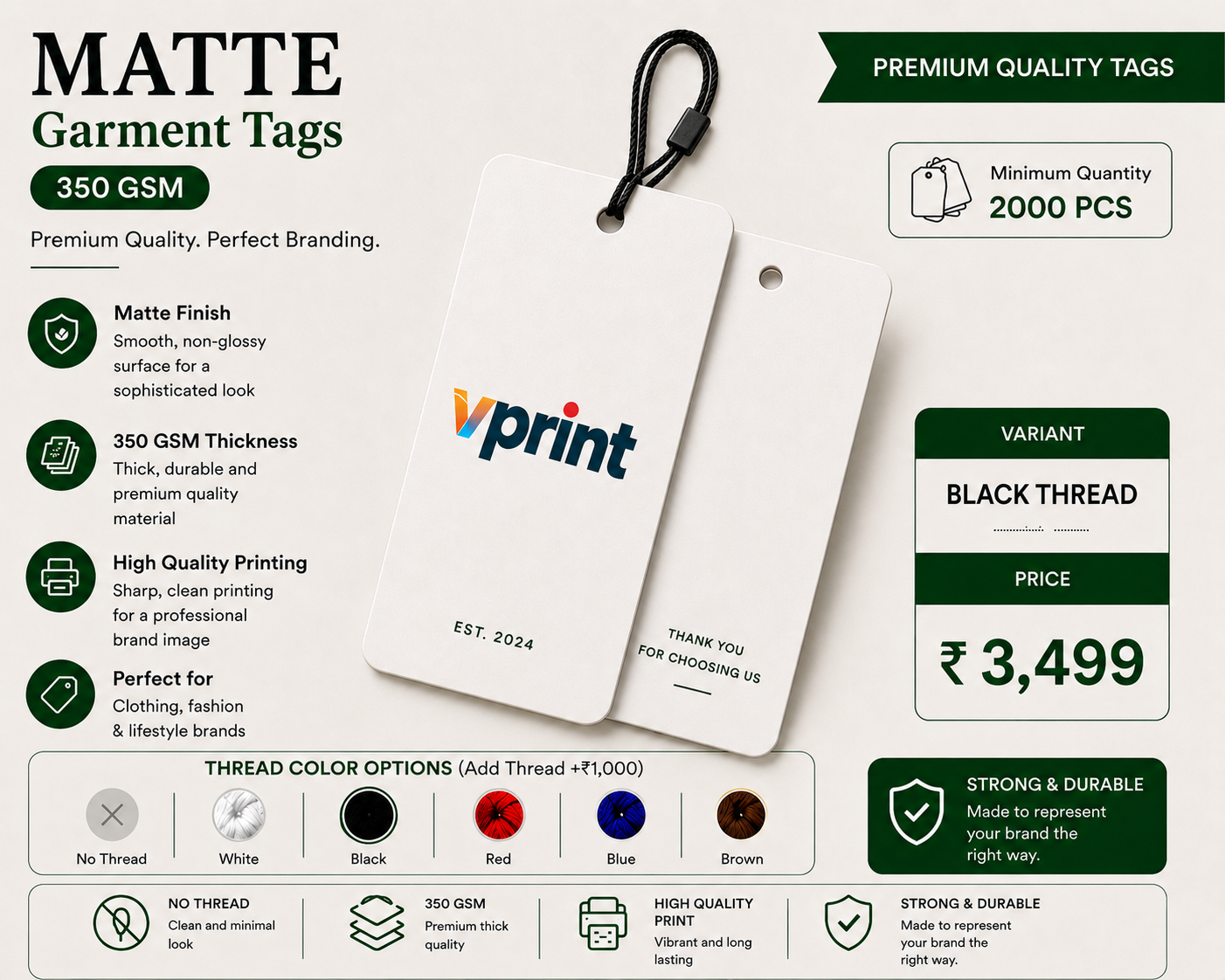 Matte Garment Tags 350 GSM