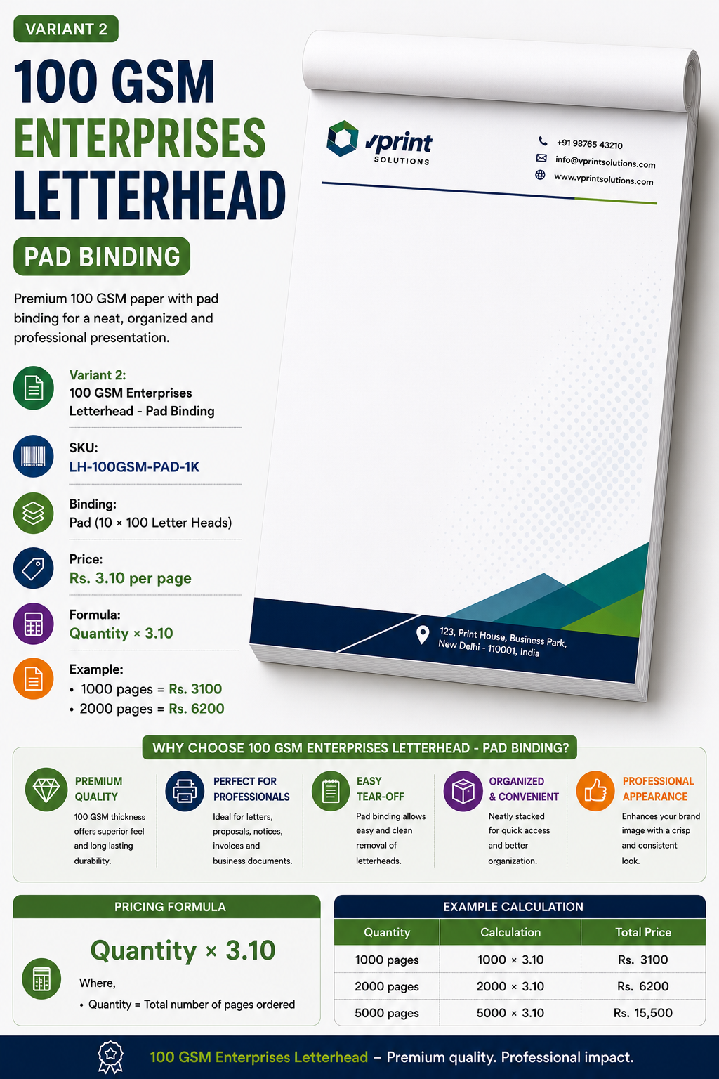 100 GSM Enterprise Letterhead