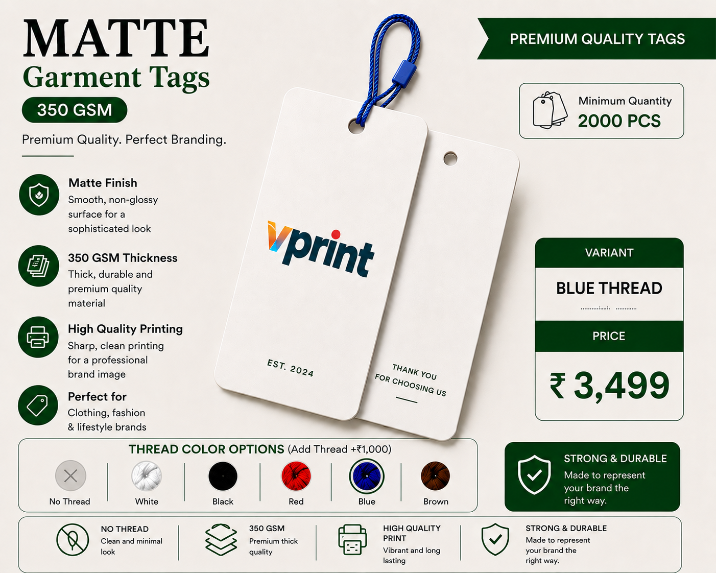 Matte Garment Tags 350 GSM