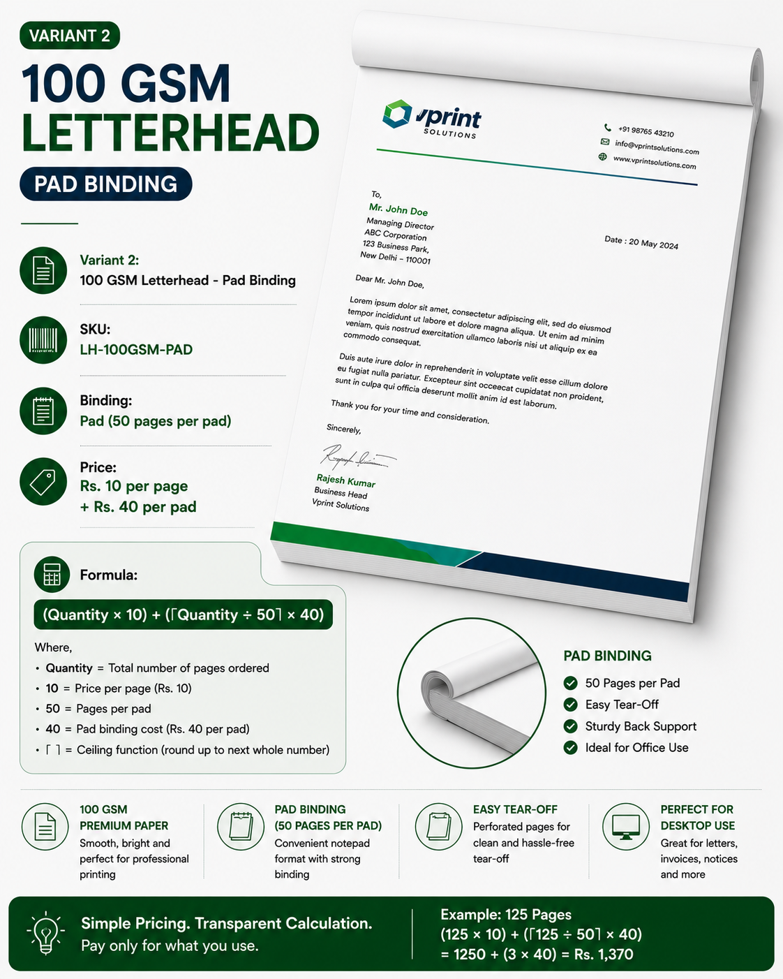 100 GSM Professional Letterhead